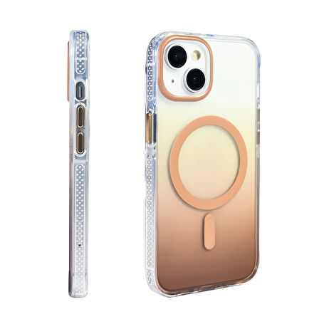 iPhone 14 / İphone 13 Kılıf M-safe Şarj Özellikli Transparan Renk Geçişli Toros Kılıf