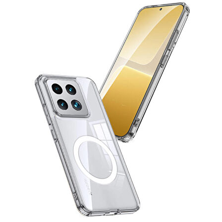 Xiaomi Mi 14 Kılıf Sert PC Arka Yüzey Wireless Şarj Özellikli Flet Magsafe Kılıf