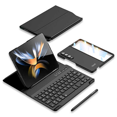 Galaxy Z Fold 4 Kılıf Standlı Bluetooth Klavyeli Zore Kıpta Keyboard Set Kılıf