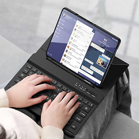 Galaxy Z Fold 3 Kılıf Standlı Bluetooth Klavyeli Zore Kıpta Keyboard Set Kılıf