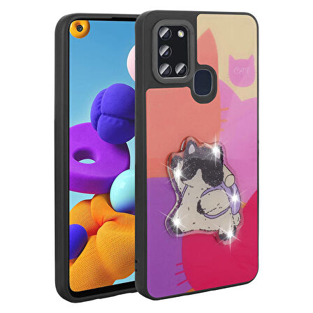 Galaxy A21S Kılıf Parlayan Kabartmalı İkonik Figürlü Amas Silikon Kılıf