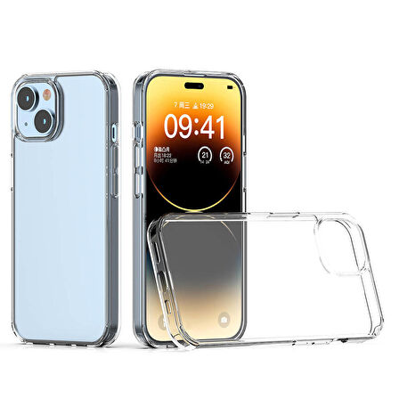 iPhone 15 Plus Kılıf Coss Şeffaf Sert Silikon Kılıf