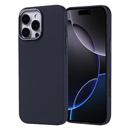 iPhone 16 Pro Max Kılıf Magsafe Şarj Özellikli Karbon Fiber Görünümlü Nekst Kılıf