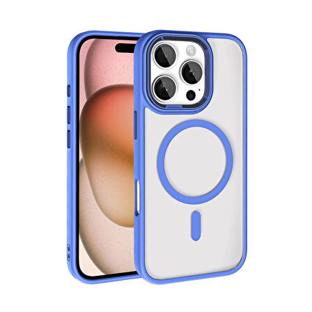 iPhone 16 Pro Max Kılıf Wireless Şarj Özellikli Krom Magsafe Silikon Kılıf