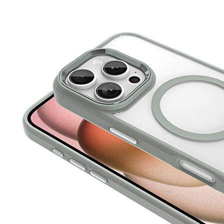 iPhone 16 Pro Max Kılıf Wireless Şarj Özellikli Krom Magsafe Silikon Kılıf