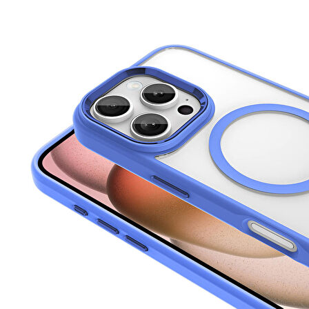 iPhone 16 Pro Kılıf Wireless Şarj Özellikli Krom Magsafe Silikon Kılıf