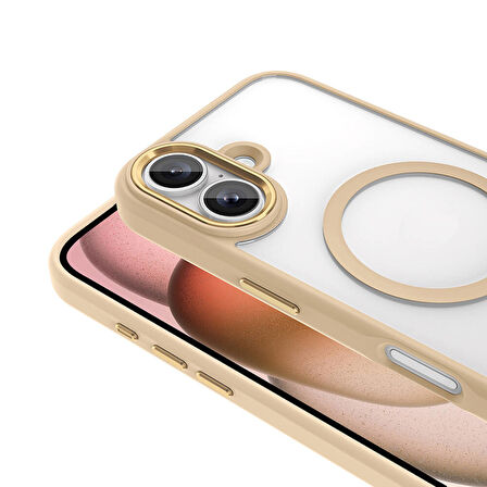 iPhone 16 Kılıf Wireless Şarj Özellikli Krom Magsafe Silikon Kılıf