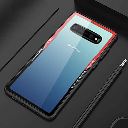 Galaxy S10 Kılıf Kenarları Silikon Arka Kısım Temperli Cam Craft Kılıf