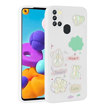 Galaxy A21S Kılıf Kabartma Figürlü Parlak Toys Silikon Kılıf
