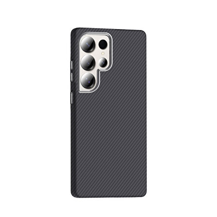 Galaxy S25 Ultra Kılıf M-safe Şarj Özellikli Karbon Fiber Görünümlü Gros Kılıf