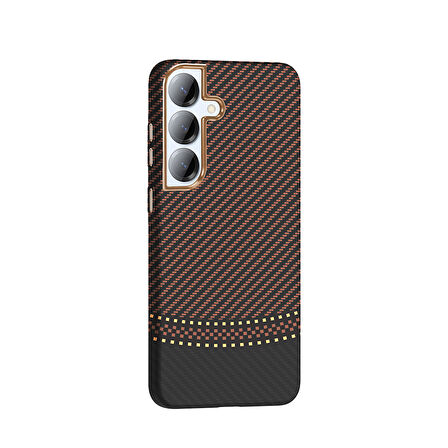 Galaxy S25 Kılıf M-safe Şarj Özellikli Karbon Fiber Görünümlü Gros Kılıf