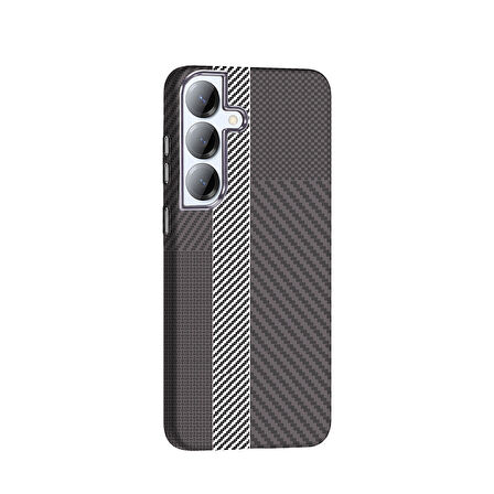 Galaxy S25 Kılıf M-safe Şarj Özellikli Karbon Fiber Görünümlü Gros Kılıf