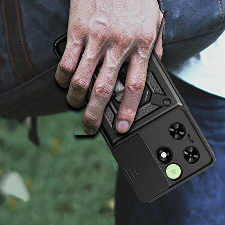 Tecno Spark Go 2024 Kılıf Magnetik Standlı Kamera Korumalı Sürgülü Vega Kılıf