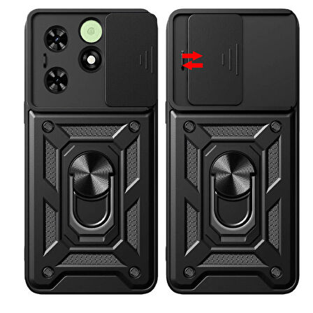 Tecno Spark 20C Kılıf Magnetik Standlı Kamera Korumalı Sürgülü Vega Kılıf