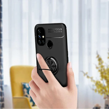 One Plus Nord N10 5G Kılıf Zore Ravel Yüzüklü Silikon Kılıf