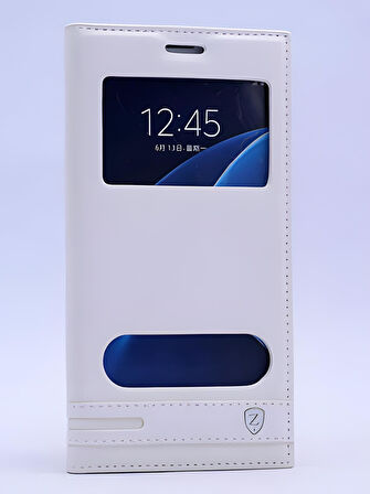 Galaxy J7 2016 Kılıf Pencereli Elite Kapaklı Kılıf