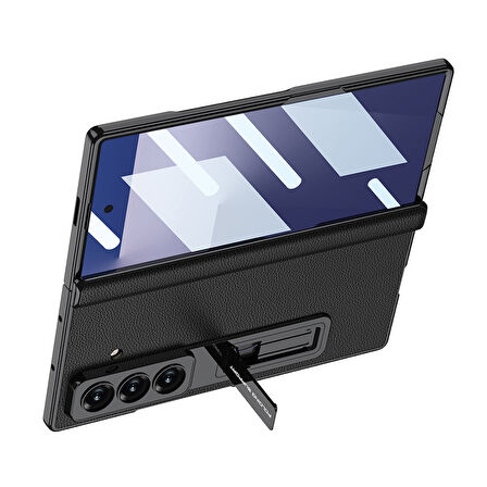 ​Galaxy Z Fold 7 Kılıf Deri Standlı Kıpta Premium Kılıf