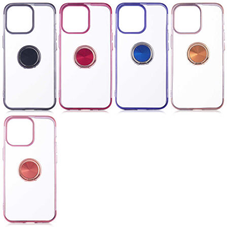 iPhone 13 Pro Kılıf Zore Gess Kenarları Renkli Yüzük Aparatlı