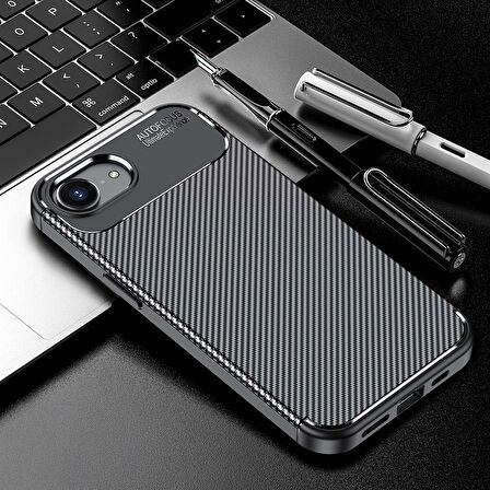 iPhone 16E Kılıf Negro Karbon Tasarım Silikon Kılıf