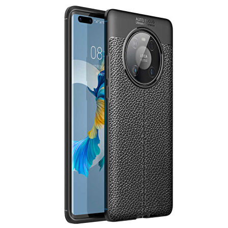Huawei Mate 40 Pro Kılıf Zore Niss Deri Desenli Silikon Kılıf