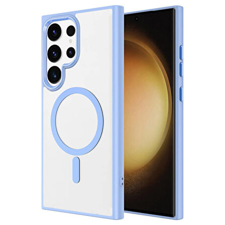 Galaxy S24 Ultra Kılıf Magsafe Şarj Özellikli Krom Magsafe Silikon Kılıf