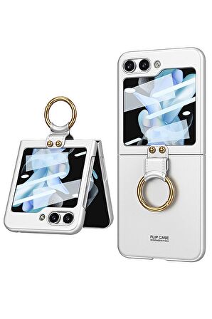 Galaxy Z Flip 5 Kılıf Kıpta Yüzüklü Flip Sert Kılıf
