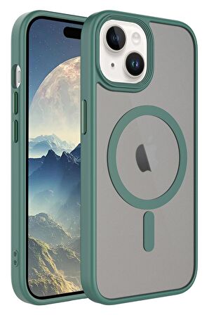 Apple iPhone 15 Plus Kılıf Mat Arka Yüzey Wireless Şarj Özellikli Flet Magsafe Kılıf