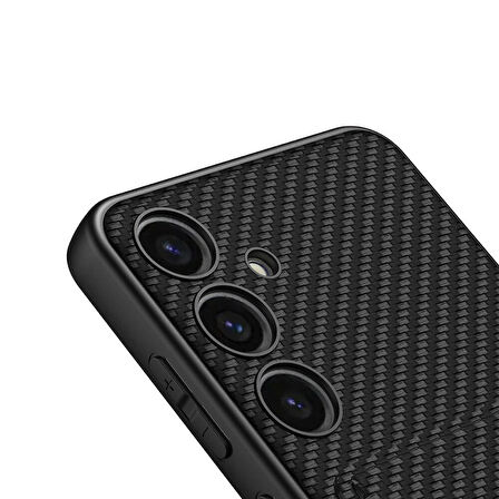 Galaxy S24 Plus Suni Deri Arka Yüzey Sürgülü Kamera Korumalı Kartlıklı Kıpta Silikon Kılıf
