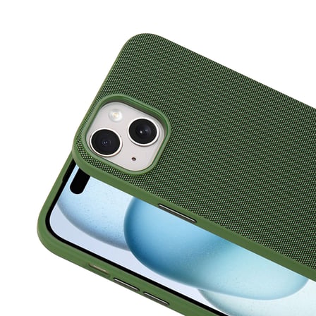iPhone 15 Kılıf M-Safe Şarj Özellikli Kumaş Tasarımlı Miami Sert PC Kılıf