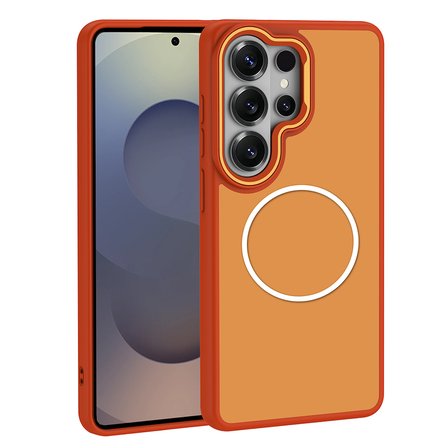 Galaxy S26 Ultra Kılıf M-Safe Şarj Özellikli Metal Kamera Çerçeveli Sanremo Silikon Kılıf