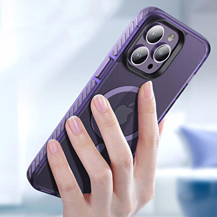 Apple iPhone 14 Pro Kılıf Mat Arka Yüzey Wireless Şarj Özellikli Zore Locik Kılıf