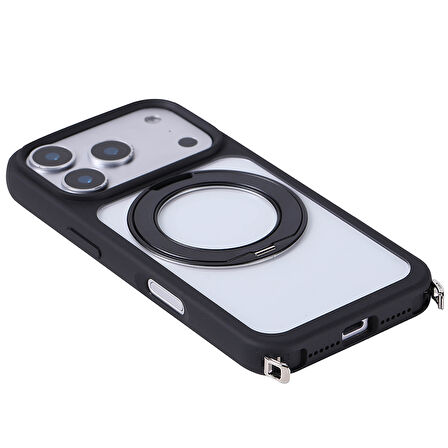 iPhone 17 Pro Max Kılıf M-Safe Şarj Özellikli Standlı Piza Silikon Kılıf