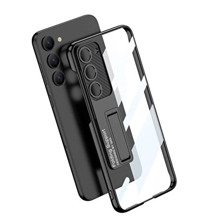 Galaxy S24 Plus Kılıf Kamera Korumalı Şeffaf Tasarımlı Lego Standlı Kılıf