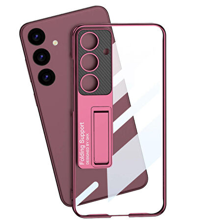 Galaxy S24 Plus Kılıf Kamera Korumalı Şeffaf Tasarımlı Lego Standlı Kılıf