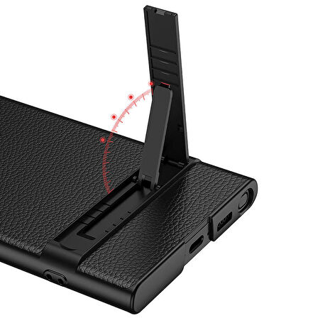 Galaxy S24 Ultra Kılıf Kamera Korumalı Leather Dikey Standlı Ays Kılıf