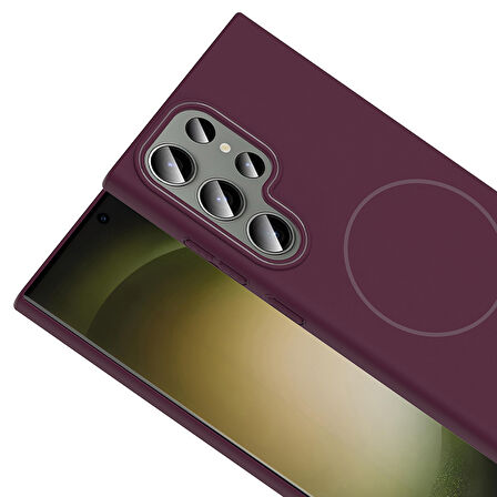 Galaxy S24 Ultra Kılıf Magsafe Şarj Özellikli Ruby Sert Kılıf