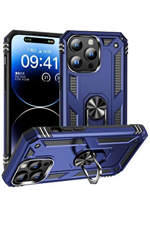 Apple iPhone 15 Pro Kılıf Vega Yüzüklü Standlı Zırh Kılıf