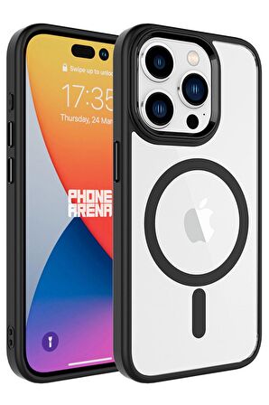Apple iPhone 15 Pro Max Kılıf Wireless Şarj Özellikli Krom Magsafe Silikon Kılıf