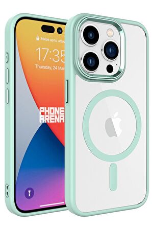 Apple iPhone 15 Pro Max Kılıf Wireless Şarj Özellikli Krom Magsafe Silikon Kılıf