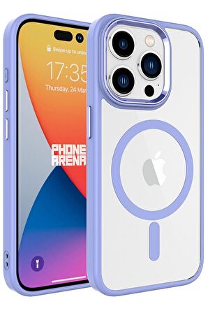 Apple iPhone 15 Pro Max Kılıf Wireless Şarj Özellikli Krom Magsafe Silikon Kılıf