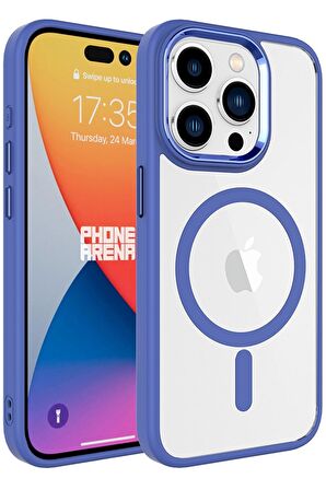 Apple iPhone 15 Pro Max Kılıf Wireless Şarj Özellikli Krom Magsafe Silikon Kılıf