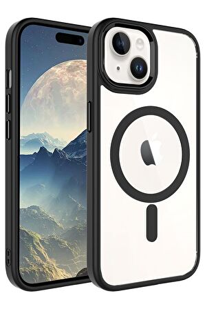 Apple iPhone 15 Kılıf Wireless Şarj Özellikli Krom Magsafe Silikon Kılıf