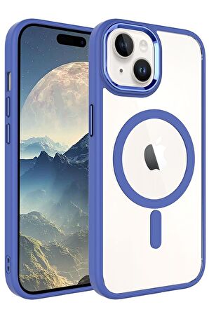 Apple iPhone 15 Kılıf Wireless Şarj Özellikli Krom Magsafe Silikon Kılıf