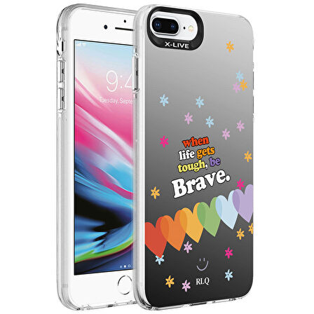 Apple iPhone 8 Plus Kılıf Desenli Zore Silver Sert Kılıf