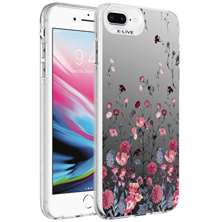 Apple iPhone 8 Plus Kılıf Desenli Zore Silver Sert Kılıf
