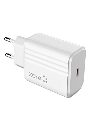 Zore Play PL2 20 Watt Hızlı Şarj Adaptörü Beyaz