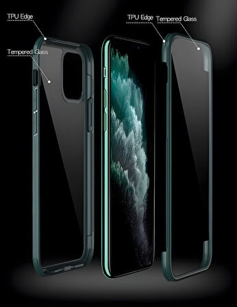 iPhone 13 Pro Kılıf Dor Silikon Temperli Cam Kapak