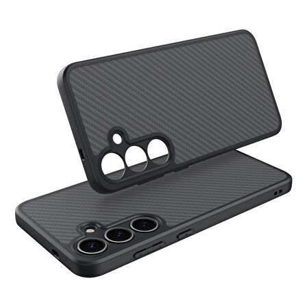 Galaxy S25 Plus Kılıf Magsafe Şarj Özellikli Karbon Fiber Tasarımlı Elnino Kılıf