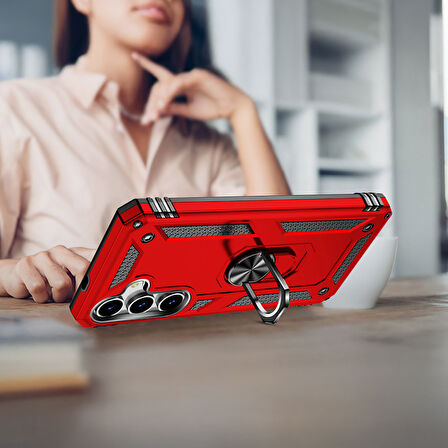 Galaxy S25 Kılıf Vega Yüzüklü Standlı Zırh Kılıf