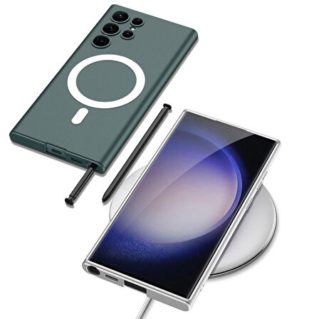 Galaxy S23 Ultra Kılıf Wireless Şarj Özellikli Zore Kıpta Magsafe Silikon Kılıf